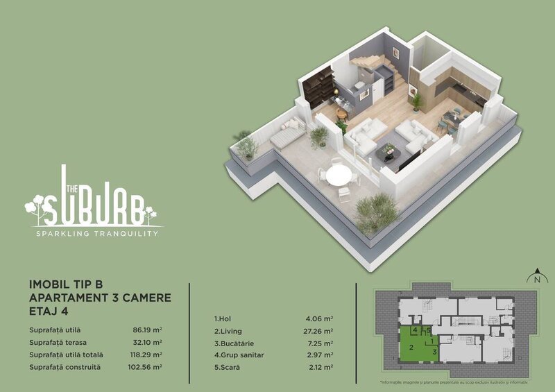 The Suburb Buftea, duplex 3 camere.