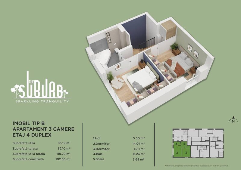 The Suburb Buftea, duplex 3 camere.